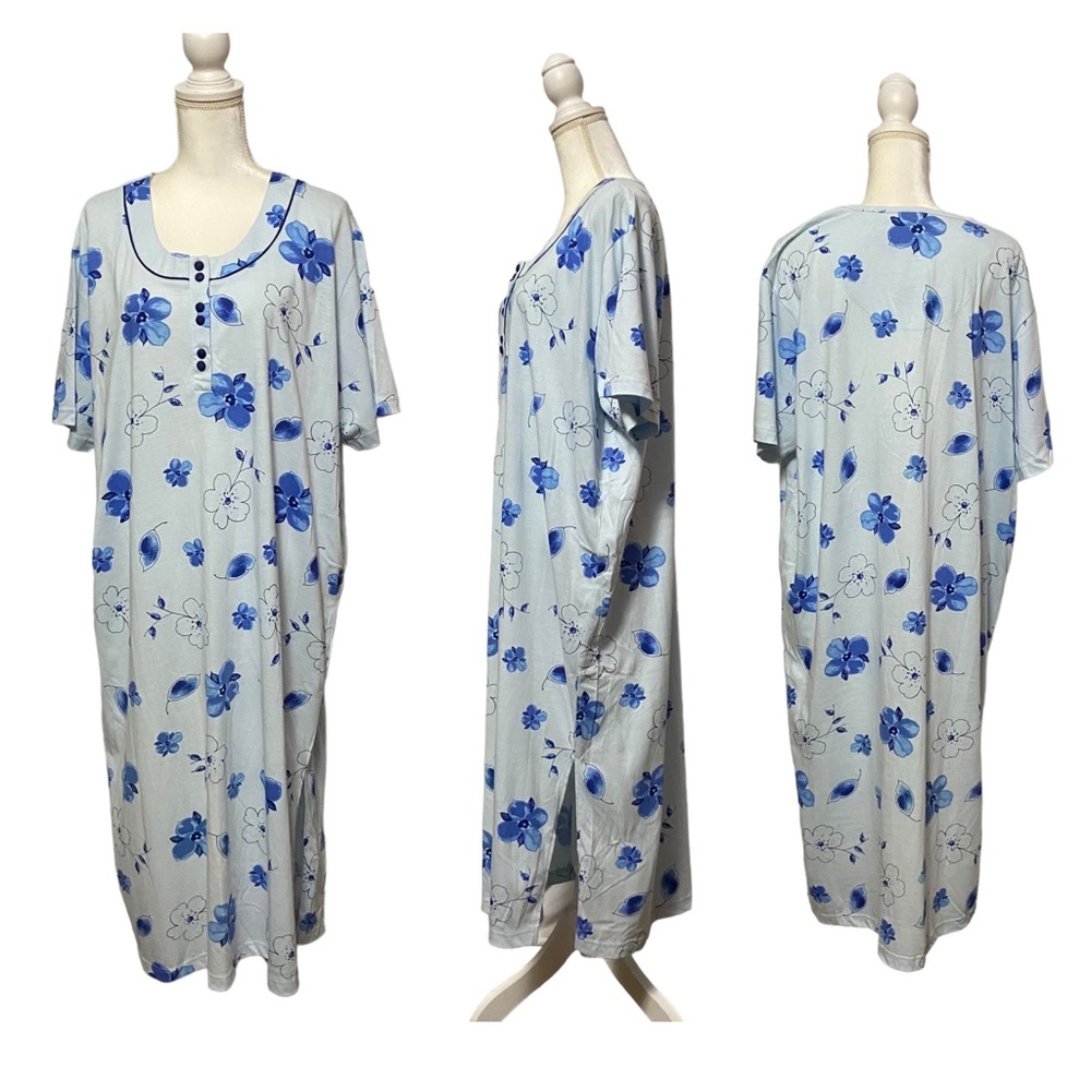 Vintage Night Gown Just my Size Long Night Gown Oversized Shirt Blue - Picture 2 of 15